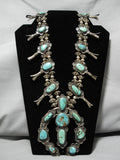 Early Best Vintage Native American Navajo Turquoise Sterling Silver Squash Blossom Necklace Old-Nativo Arts