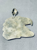 Eagle Head Incredible Inlay Native American Navajo Turquoise Sterling Silver Opal Pendant-Nativo Arts