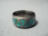 Unforgettable Vintage Native American Navajo Turquoise Sterling Silver Eternity Band Ring Old-Nativo Arts