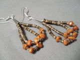 Native American Amazing Coriz Navajo Coral Heishi Sterling Silver Necklace-Nativo Arts