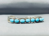 Rare Vintage Native American Navajo Signed 9 Sleeping Beauty Turquoise Sterling Silver Bracelet-Nativo Arts