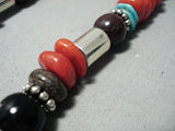 Authentic Singer Native American Navajo Chunky Coral Sterling Silver Turquoise Necklace-Nativo Arts