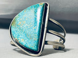 Half Moon Turquoise Vintage Native American Navajo Heavy Sterling Silver Bracelet-Nativo Arts