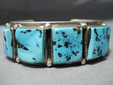 Fantastic Vintage Native American Navajo Sleeping Beauty Turquoise Sterling Silver Bracelet Old-Nativo Arts