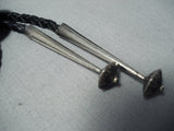 Huge Heavy Vintage Native American Navajo Buffalo Turquoise Sterling Silver Bolo Tie-Nativo Arts