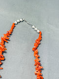 Native American Impressive Santo Domingo Coral Sterling Silver Necklace-Nativo Arts