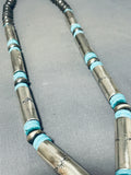 Intense Workmanship Native American Navajo Tubule Sterling Silver Turquoise Necklace-Nativo Arts