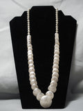 Native American Hand Wrought Vintage Navajo Sterling Silver Bead Necklace Old-Nativo Arts