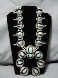 One Of Biggest Vintage Native American Navajo Turquoise Sterling Silver Squash Blossom Necklace-Nativo Arts