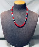 Authentic Singer Coral Native American Navajo Turquoise Sterling Silver Necklace-Nativo Arts