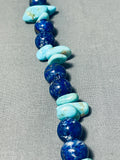 Unbelievable Native American Navajo Turquoise & Lapis Sterling Silver Necklace-Nativo Arts