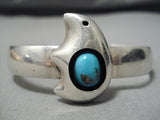 Amazing Vintage Native American Navajo Bear Turquoise Sterling Silver Bracelet-Nativo Arts
