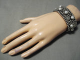 Important Native American Navajo Cross Christian Sterling Silver Pearl Bracelet Cuff-Nativo Arts