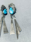 Incredible Native American Navajo Morenci Turquoise Sterling Silver Pendant Earrings-Nativo Arts