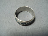Unique Vintage Native American Navajo Turquoise Chip Inlay Sterling Silver Ring Old-Nativo Arts