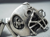 Rare San Francisco Vintage Native American Navajo Sterling Silver Football Watch Bracelet-Nativo Arts