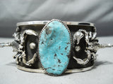 Crazy Scorpion Detaild Native American Blue Turquoise Sterling Silver Bracelet-Nativo Arts