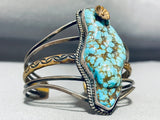 Most Unique Vintage Native American Navajo Brass Flower Sterling Silver Turquoise Bracelet-Nativo Arts