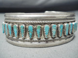 Phenomenal Native American Navajo Turquoise Teardrops Sterling Silver Bracelet-Nativo Arts
