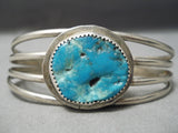 Wonderful Vintage Native American Navajo Blue Turquoise Sterling Silver Bracelet Old-Nativo Arts