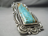 Superior Vintage Native American Navajo Colossal Sterling Silver #8 Turquoise Ring-Nativo Arts