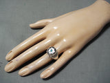 Beautiful Vintage Zuni Mother Of Pearl Sterling Silver Ring Native American Old-Nativo Arts
