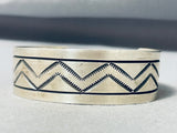 Fabulous Zig Zag Native American Navajo Sterlng Silver Bracelet Signed-Nativo Arts