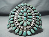 Striking Zuni Native American Royston Turquoise Cluster Sterling Silver Bracelet-Nativo Arts
