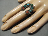 Rare Vintage Native American Navajo Cerrillos Turquoise Sterling Silver Horseshoe Ring Old-Nativo Arts