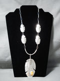 So Detailed!! Intricate Native American Navajo Sterling Silver Feather Shell Necklace-Nativo Arts