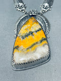 One Of The Best Native American Navajo Honeybee Jasper Sterling Silver Necklace-Nativo Arts