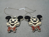 Cute Zuni Native American Mickey Mouse Sterling Silver Native American Earrings-Nativo Arts