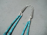 Native American Important Artist Santo Domingo Tony Aguilar Turquoise Sterling Silver Necklace-Nativo Arts