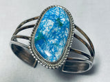 Very Rare Vintage Signed Native American Navajo Blue Agate Sterling Silver Bracelet-Nativo Arts