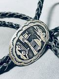 Authentic Tommy Singer Vintage Native American Navajo Sterling Silver Bolo Tie-Nativo Arts