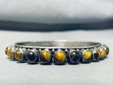 Very Rare Vintage Native American Navajo Tiger's Eye Sterling Silver Bangle Bracelet-Nativo Arts