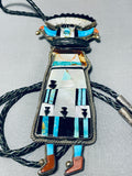 Very Important Shalako Vintage Native American Zuni Turquoise Sterling Silver Bolo Tie-Nativo Arts