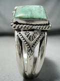 Very Rare Suqared Royston Turquoise Vintage Native American Navajo Sterling Silver Bracelet-Nativo Arts