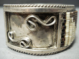 Incredible Detail! Vintage Native American Navajo Turquoise Heishi Sterling Silver Bracelet Old-Nativo Arts