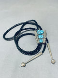 Important Vintage Native American Zuni Sleeping Beauty Turquoise Sterling Silver Bolo Signed-Nativo Arts