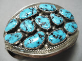 Colossal Vintage Native American Navajo Chunky Turquoise Sterling Silver Native Bracelet Old-Nativo Arts
