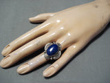 Signed Navajo Native American Lapis Sterling Silver Ring-Nativo Arts