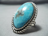 Impressive Vintage Native American Navajo Blue Diamond Turquoise Sterling Silver Ring-Nativo Arts