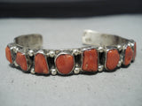 Expressive Navajo Coral Sterling Silver Bracelet Native American-Nativo Arts