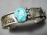 Sensational Vintage Native American Navajo Turquoise Sterling Silver 12k Bracelet Old-Nativo Arts