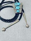 Important Vintage Native American Zuni Sleeping Beauty Turquoise Sterling Silver Bolo Signed-Nativo Arts