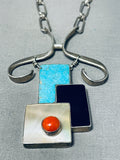 One Of The Most Unique Native American Zuni Contemporist Sterling Silver Necklace-Nativo Arts