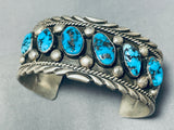 Jimmy Shay Vintage Native American Navajo Turquoise Sterling Silver Wave Bracelet-Nativo Arts