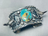 Native American Incredibly Intricate Scorpion Navajo Turquoise Sterling Silver Bracleet-Nativo Arts