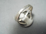 Detailed Vintage Native American Navajo Turquoise Horseshoe Sterling Silver Ring-Nativo Arts